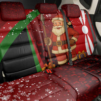 Kenya Christmas Back Car Seat Cover with Santa Claus Spear and Red Green Harambee Crest - Wonder Print Shop