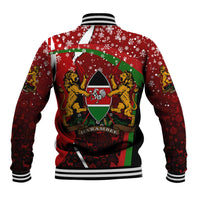 Kenya Christmas Baseball Jacket with Santa Claus Spear and Red Green Harambee Crest - Wonder Print Shop