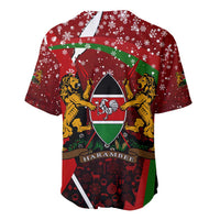 Kenya Christmas Baseball Jersey with Santa Claus Spear and Red Green Harambee Crest - Wonder Print Shop
