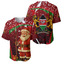 Kenya Christmas Baseball Jersey with Santa Claus Spear and Red Green Harambee Crest - Wonder Print Shop