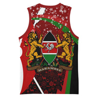 Kenya Christmas Basketball Jersey with Santa Claus Spear and Red Green Harambee Crest - Wonder Print Shop