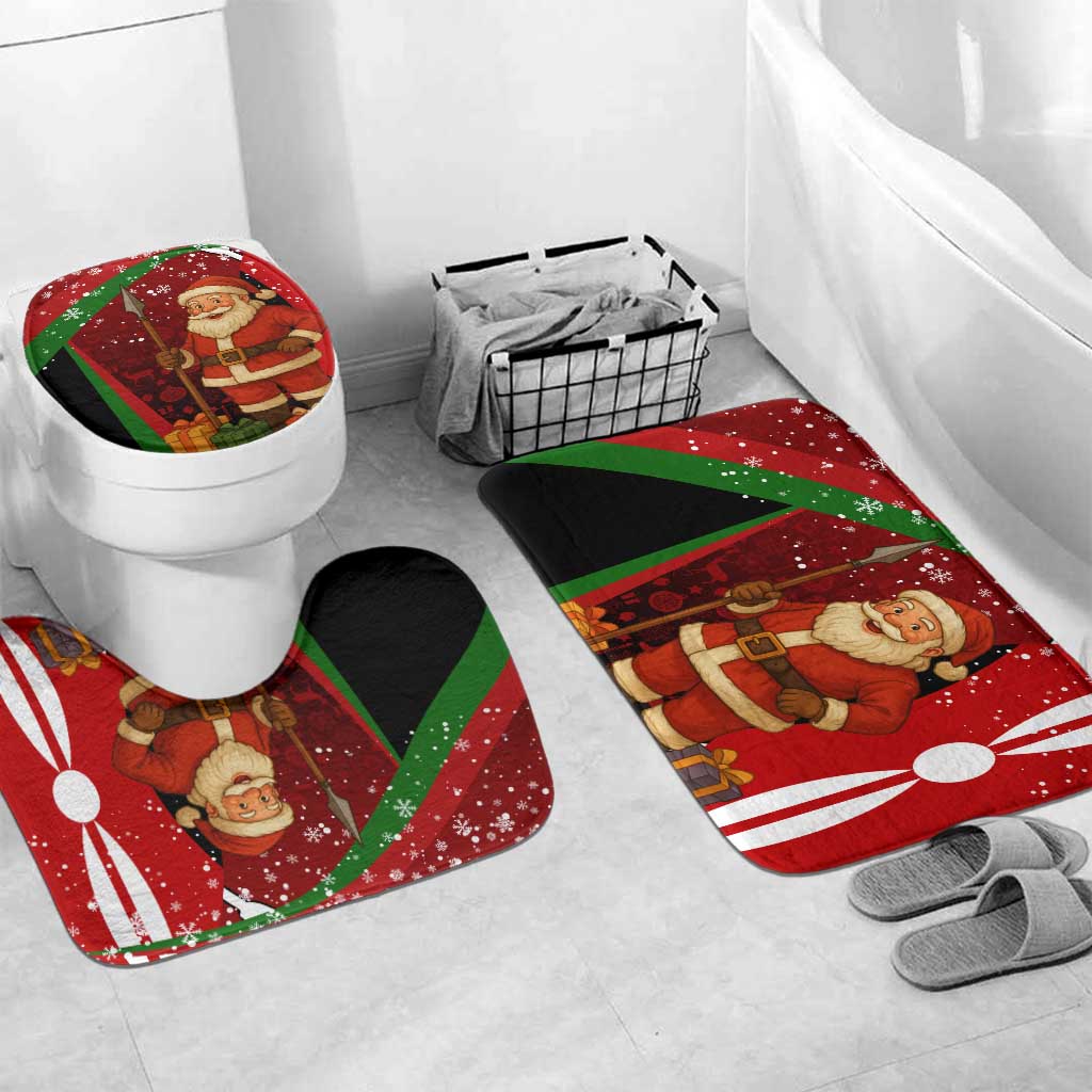 Kenya Christmas Bathroom Set with Santa Claus Spear and Red Green Harambee Crest - Wonder Print Shop