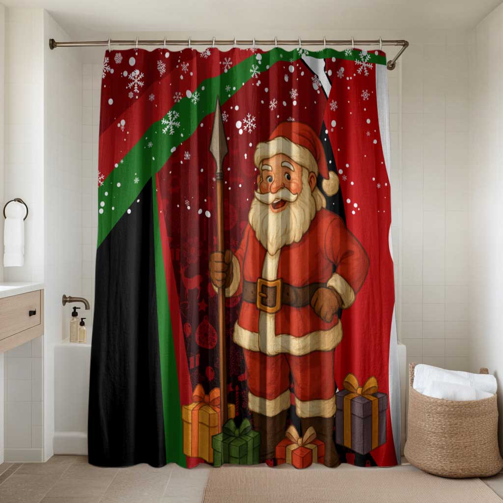 Kenya Christmas Bathroom Set with Santa Claus Spear and Red Green Harambee Crest - Wonder Print Shop