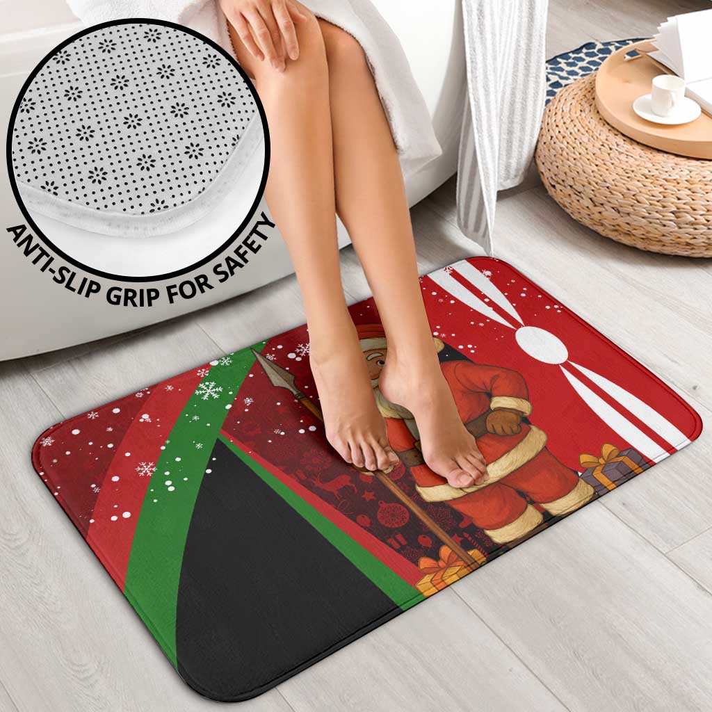 Kenya Christmas Bathroom Set with Santa Claus Spear and Red Green Harambee Crest - Wonder Print Shop
