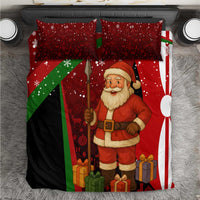 Kenya Christmas Bedding Set with Santa Claus Spear and Red Green Harambee Crest - Wonder Print Shop