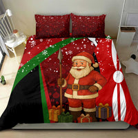 Kenya Christmas Bedding Set with Santa Claus Spear and Red Green Harambee Crest - Wonder Print Shop