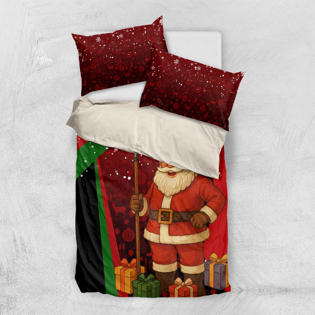 Kenya Christmas Bedding Set with Santa Claus Spear and Red Green Harambee Crest - Wonder Print Shop