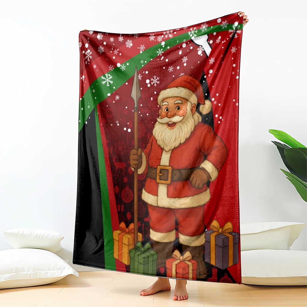Kenya Christmas Blanket with Santa Claus Spear and Red Green Harambee Crest - Wonder Print Shop