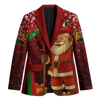 Kenya Christmas Blazer with Santa Claus Spear and Red Green Harambee Crest - Wonder Print Shop