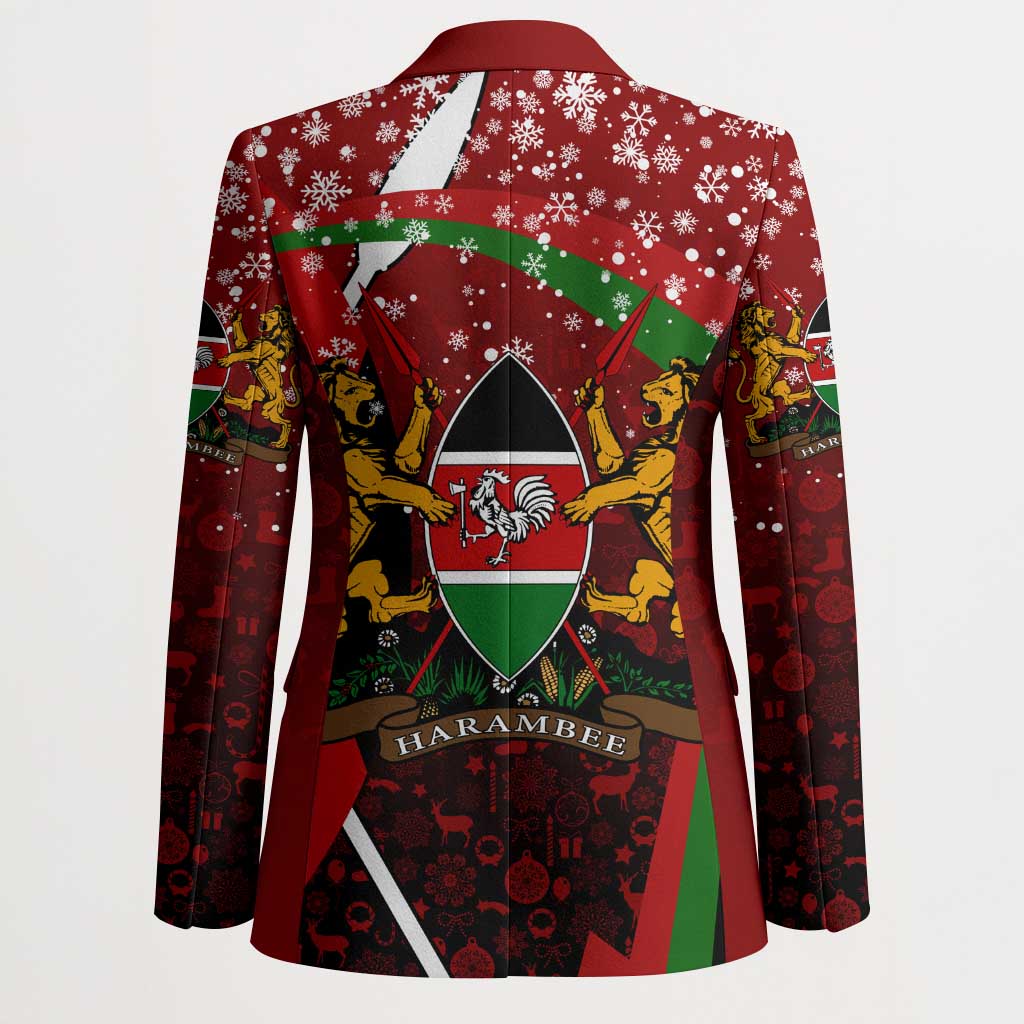 Kenya Christmas Blazer with Santa Claus Spear and Red Green Harambee Crest - Wonder Print Shop