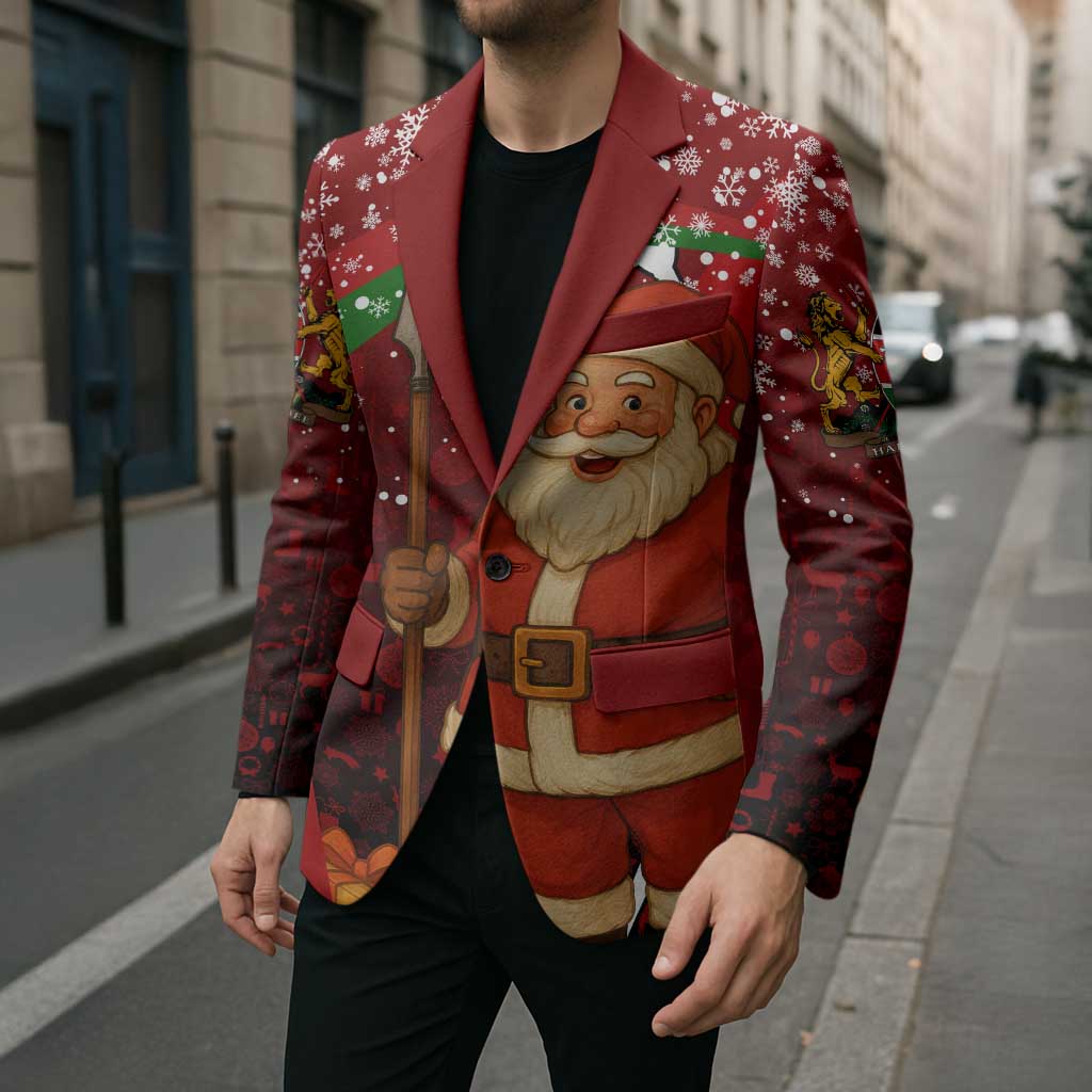Kenya Christmas Blazer with Santa Claus Spear and Red Green Harambee Crest - Wonder Print Shop