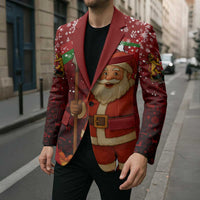 Kenya Christmas Blazer with Santa Claus Spear and Red Green Harambee Crest - Wonder Print Shop