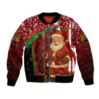 Kenya Christmas Bomber Jacket with Santa Claus Spear and Red Green Harambee Crest - Wonder Print Shop