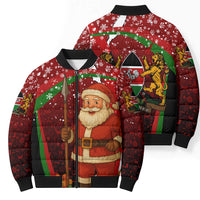 Kenya Christmas Bomber Puffer Jacket with Santa Claus Spear and Red Green Harambee Crest - Wonder Print Shop