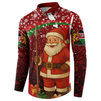 Kenya Christmas Button Sweatshirt with Santa Claus Spear and Red Green Harambee Crest - Wonder Print Shop