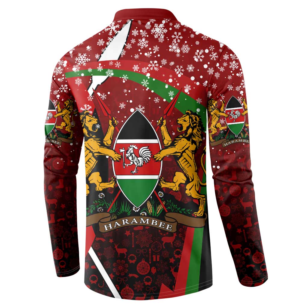 Kenya Christmas Button Sweatshirt with Santa Claus Spear and Red Green Harambee Crest - Wonder Print Shop