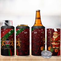 Kenya Christmas 4 in 1 Can Cooler Tumbler with Santa Claus Spear and Red Green Harambee Crest - Wonder Print Shop