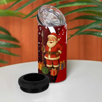 Kenya Christmas 4 in 1 Can Cooler Tumbler with Santa Claus Spear and Red Green Harambee Crest - Wonder Print Shop