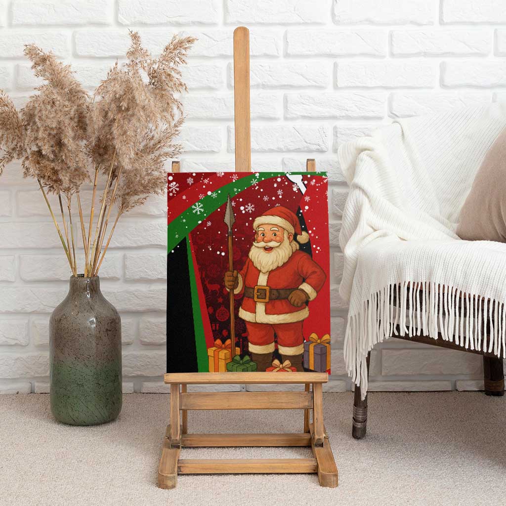 Kenya Christmas Canvas Wall Art with Santa Claus Spear and Red Green Harambee Crest - Wonder Print Shop