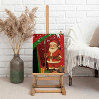 Kenya Christmas Canvas Wall Art with Santa Claus Spear and Red Green Harambee Crest - Wonder Print Shop