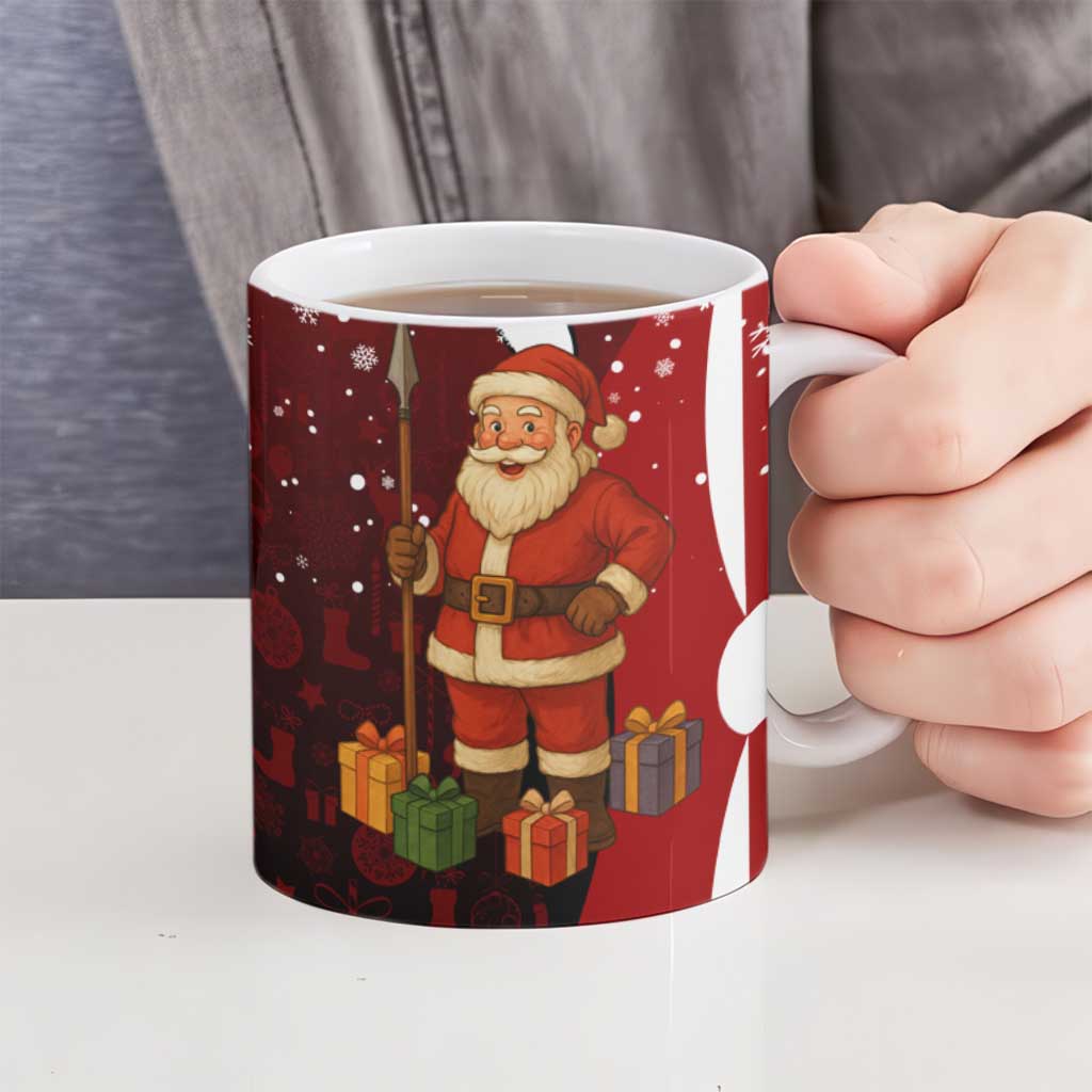 Kenya Christmas Ceramic Mug with Santa Claus Spear and Red Green Harambee Crest - Wonder Print Shop