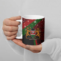 Kenya Christmas Ceramic Mug with Santa Claus Spear and Red Green Harambee Crest - Wonder Print Shop