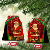 Kenya Christmas Ceramic Ornament with Santa Claus Spear and Red Green Harambee Crest - Wonder Print Shop