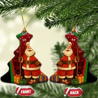Kenya Christmas Ceramic Ornament with Santa Claus Spear and Red Green Harambee Crest - Wonder Print Shop