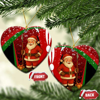 Kenya Christmas Ceramic Ornament with Santa Claus Spear and Red Green Harambee Crest - Wonder Print Shop