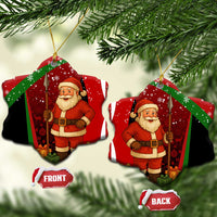 Kenya Christmas Ceramic Ornament with Santa Claus Spear and Red Green Harambee Crest - Wonder Print Shop