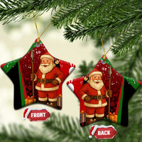 Kenya Christmas Ceramic Ornament with Santa Claus Spear and Red Green Harambee Crest - Wonder Print Shop