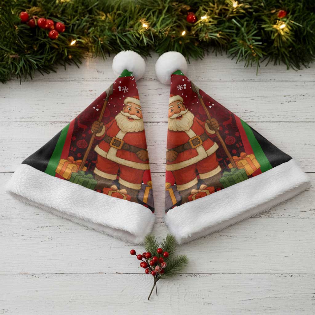 Kenya Christmas Santa Hat with Santa Claus Spear and Red Green Harambee Crest - Wonder Print Shop
