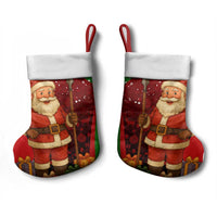 Kenya Christmas Stocking with Santa Claus Spear and Red Green Harambee Crest - Wonder Print Shop