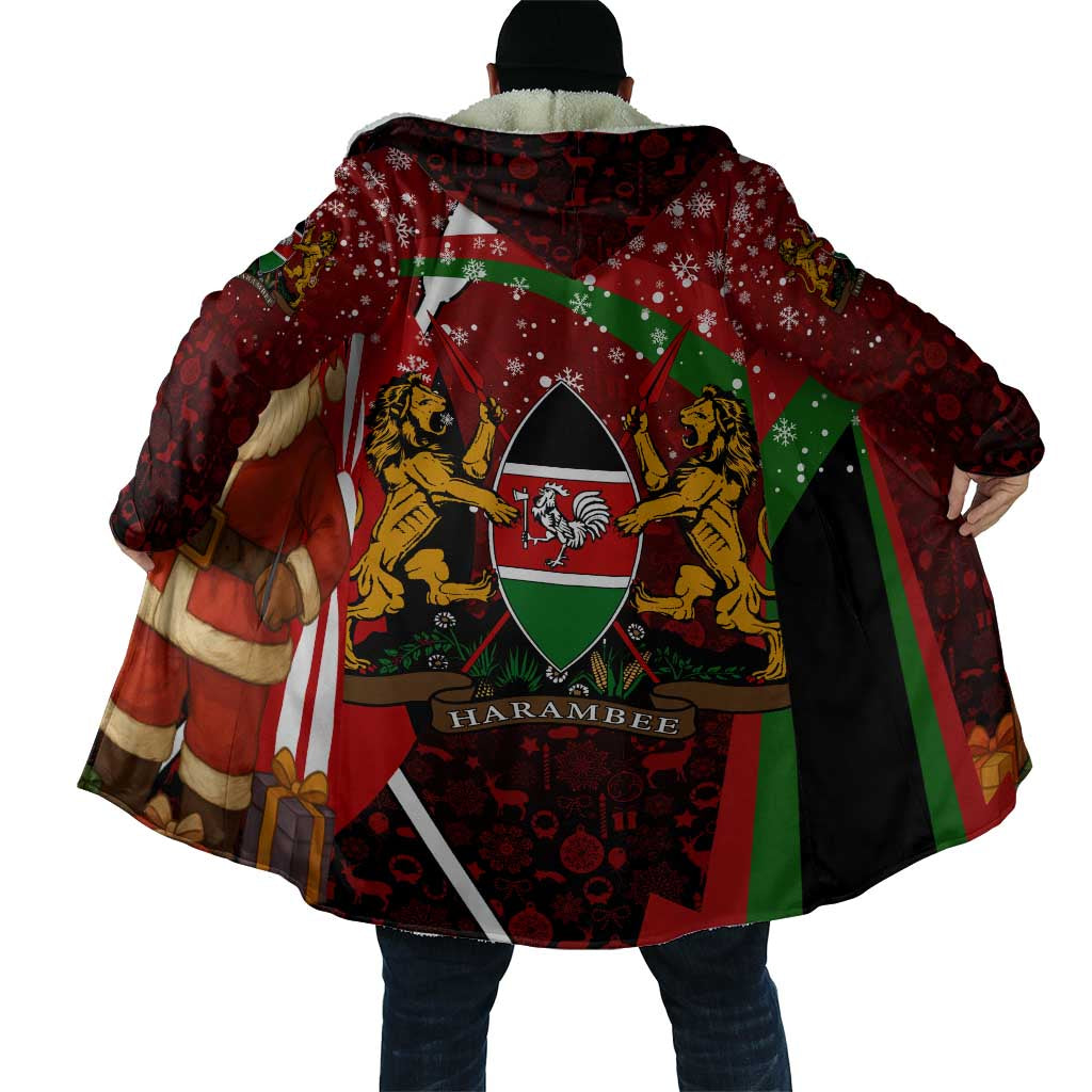 Kenya Christmas Cloak with Santa Claus Spear and Red Green Harambee Crest - Wonder Print Shop