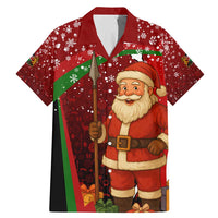 Kenya Christmas Family Matching Mermaid Dress and Hawaiian Shirt with Santa Claus Spear and Red Green Harambee Crest - Wonder Print Shop