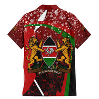Kenya Christmas Family Matching Mermaid Dress and Hawaiian Shirt with Santa Claus Spear and Red Green Harambee Crest - Wonder Print Shop
