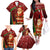 Kenya Christmas Family Matching Off The Shoulder Long Sleeve Dress and Hawaiian Shirt with Santa Claus Spear and Red Green Harambee Crest - Wonder Print Shop