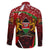Kenya Christmas Family Matching Off The Shoulder Long Sleeve Dress and Hawaiian Shirt with Santa Claus Spear and Red Green Harambee Crest - Wonder Print Shop