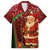 Kenya Christmas Family Matching Puletasi and Hawaiian Shirt with Santa Claus Spear and Red Green Harambee Crest - Wonder Print Shop