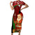 Kenya Christmas Family Matching Short Sleeve Bodycon Dress and Hawaiian Shirt with Santa Claus Spear and Red Green Harambee Crest - Wonder Print Shop