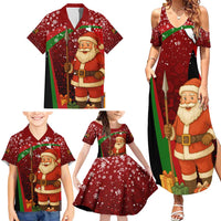 Kenya Christmas Family Matching Summer Maxi Dress and Hawaiian Shirt with Santa Claus Spear and Red Green Harambee Crest - Wonder Print Shop