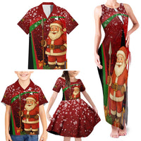 Kenya Christmas Family Matching Tank Maxi Dress and Hawaiian Shirt with Santa Claus Spear and Red Green Harambee Crest - Wonder Print Shop