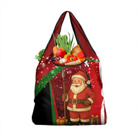 Kenya Christmas Grocery Bag with Santa Claus Spear and Red Green Harambee Crest - Wonder Print Shop