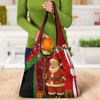 Kenya Christmas Grocery Bag with Santa Claus Spear and Red Green Harambee Crest - Wonder Print Shop