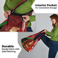 Kenya Christmas Grocery Bag with Santa Claus Spear and Red Green Harambee Crest - Wonder Print Shop