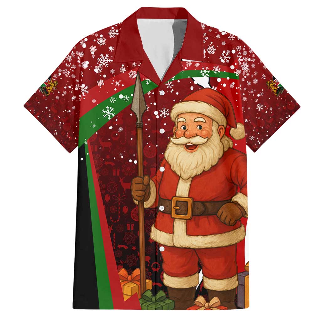 Kenya Christmas Hawaiian Shirt with Santa Claus Spear and Red Green Harambee Crest - Wonder Print Shop