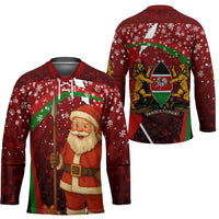 Kenya Christmas Hockey Jersey with Santa Claus Spear and Red Green Harambee Crest - Wonder Print Shop