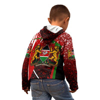Kenya Christmas Kid Hoodie with Santa Claus Spear and Red Green Harambee Crest - Wonder Print Shop