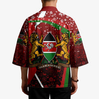 Kenya Christmas Kimono with Santa Claus Spear and Red Green Harambee Crest - Wonder Print Shop