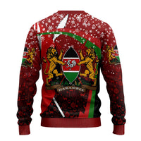Kenya Christmas Ugly Christmas Sweater with Santa Claus Spear and Red Green Harambee Crest - Wonder Print Shop